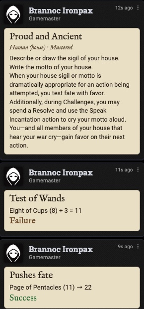 Chat cards from the sheet